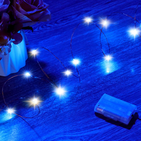 Rynx | Mikasol Fairy Lights Battery Powered, 8 Pack Mini 3*Aaa Battery Powered Copper Wire Led Star Spotlights Bulb Spotlights For Bedroom, Christmas, Parties, Decoration (5M/16Ft Blue)