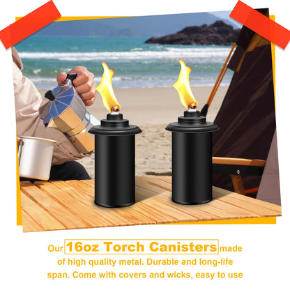 Rynx | Fan-Torches 4 Pack Refillable Torch Holders, 16Oz Citronella Fuel For Outdoor Parties