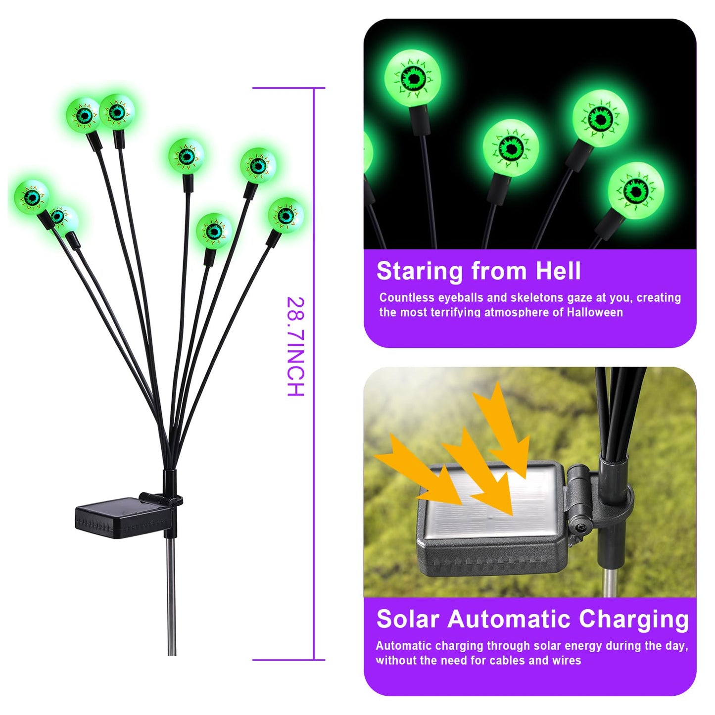 Rynx | Asmad Sol Halloween Eye Ball Light, 4Pack 32Led Waterproof Decor For Garden/Yard/Patio
