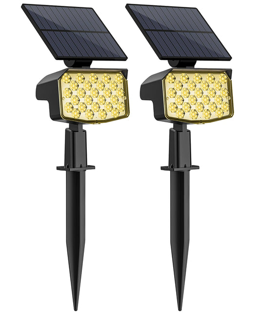 Rynx | Minpea Solar Spotlights Outdoor, [27 LED/2 Pack] Adjustable Solar Lights Outdoor Waterproof Ip65, Solar Landscape Lights 3 Lights