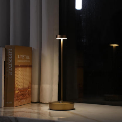 Rynx | Sikevht Wireless LED Table Lamp - Rechargeable, Dimmable, Portable, Metal - Titanium Finish