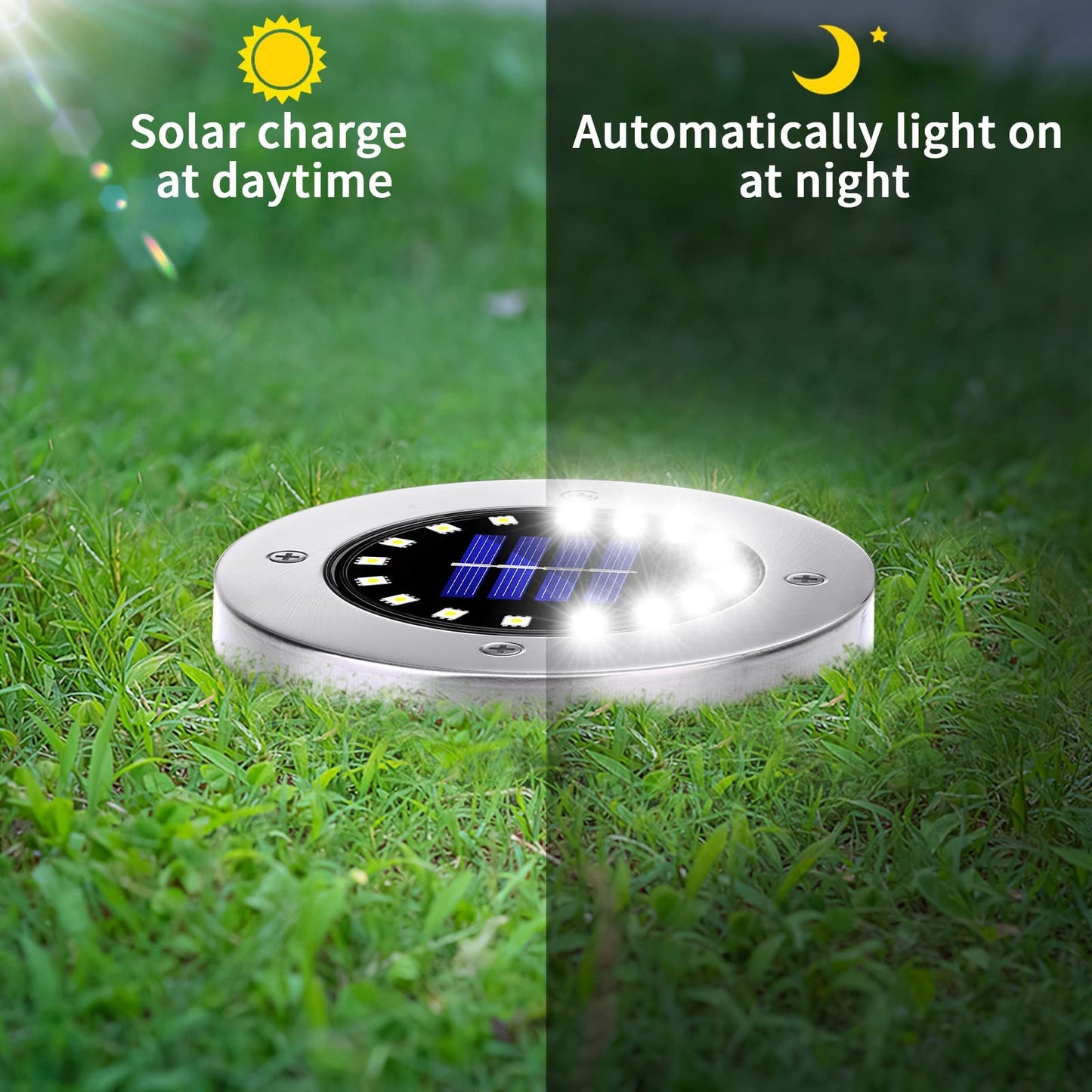 Rynx | Nfesolar 16 Led Solar Light - Waterproof Path Light for Pathway, Garden, Yard (White, 8 Pack)