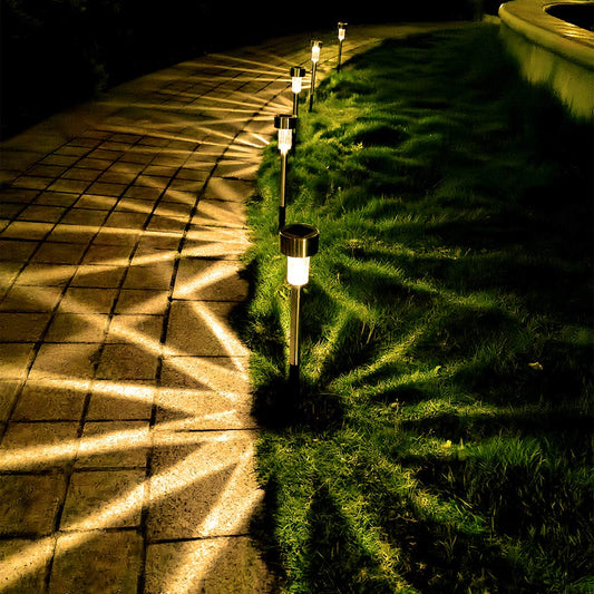 Rynx | Wellgium sunlight outdoor, 12-pack stainless steel landscape path lighting - warm white