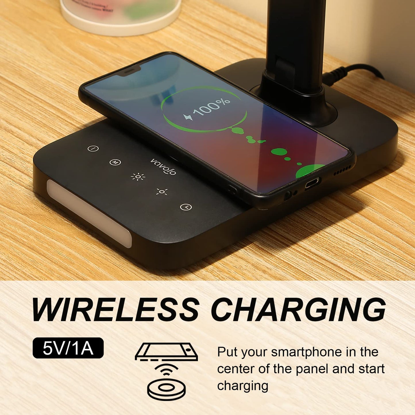 Rynx | Vavofo LED Desk Lamp with Fast Charger, USB Port, 5 Brightness Levels, Touch Control, Auto Timer