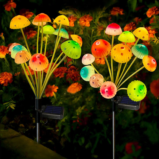 Rynx | Kohlrabi Solar Light - 24Led Mushroom Decor, Waterproof, 2-Pack, 6 Colors For Outdoor Use