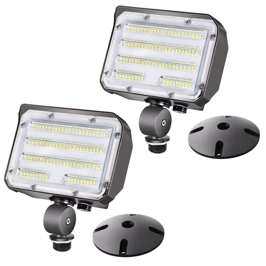 Rynx | Szgmjia 60W Led Break Mount Floodlight, Outdoor Security Floodlight Fixture With Base, Twilight-to-Year Round Photocell Daylight 7,800Lm(300W Equivalent) Ip65 Waterproof For Entrance Gardens (2Pack)