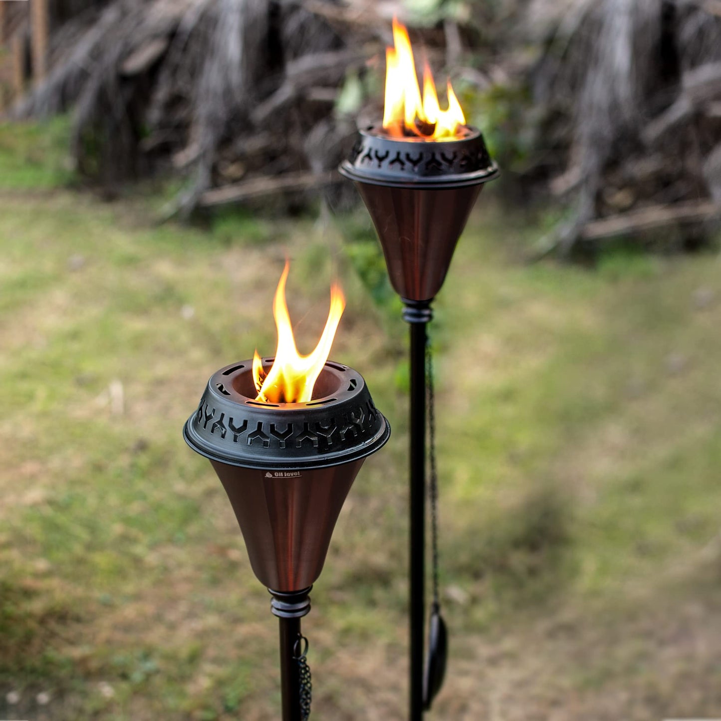 Rynx | Deco Window Garden Torch Set Of 2 - Large Flame Lemongrass Outdoor Lighting In Caramel Black