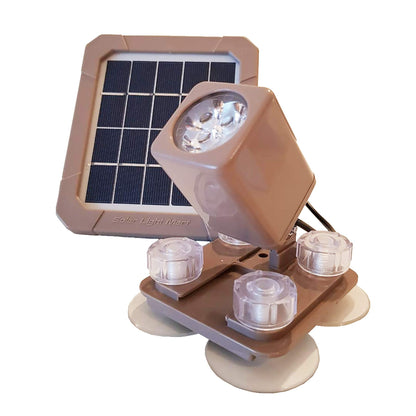 Rynx | Aquahex 60X Solar Underwater Spotlight - Waterproof LED Garden Lighting, Warm White, Brown
