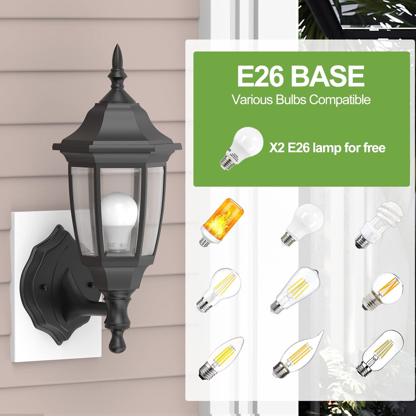 Rynx | Emart LED Outdoor Wall Lamp Sconce, Waterproof Anti-corrosion, Black 2 Pack, Bulb Included