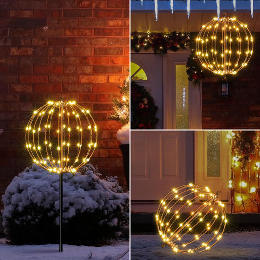Rynx | Lightshare 12In 96Led Light Ball Light Garden Decoration Path Light Sphere Light With Fold Flat Metal Frame Indoor Outdoor