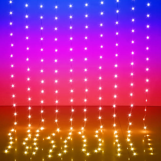 Rynx | Kepstars LED curtain lights, 9.8FT X 7.8FT 240 LED RGB color changing string lights curtain - Smart app control, music & voice sync for bedroom background indoor outdoor Christmas decorations