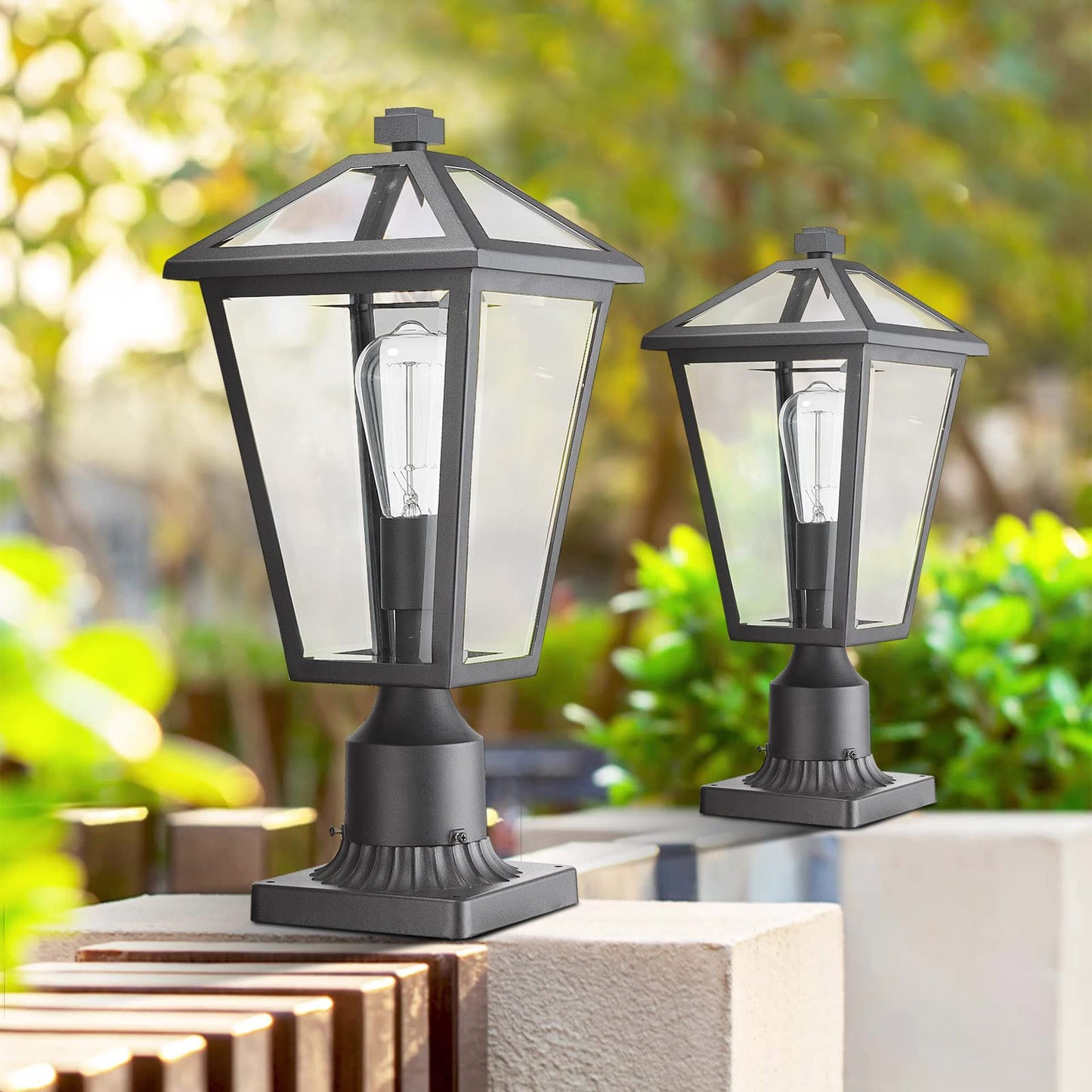 Rynx | Luminzone Outdoor Post Lighting, Waterproof Aluminum Lamp for Walkway & Patio, Matte Black