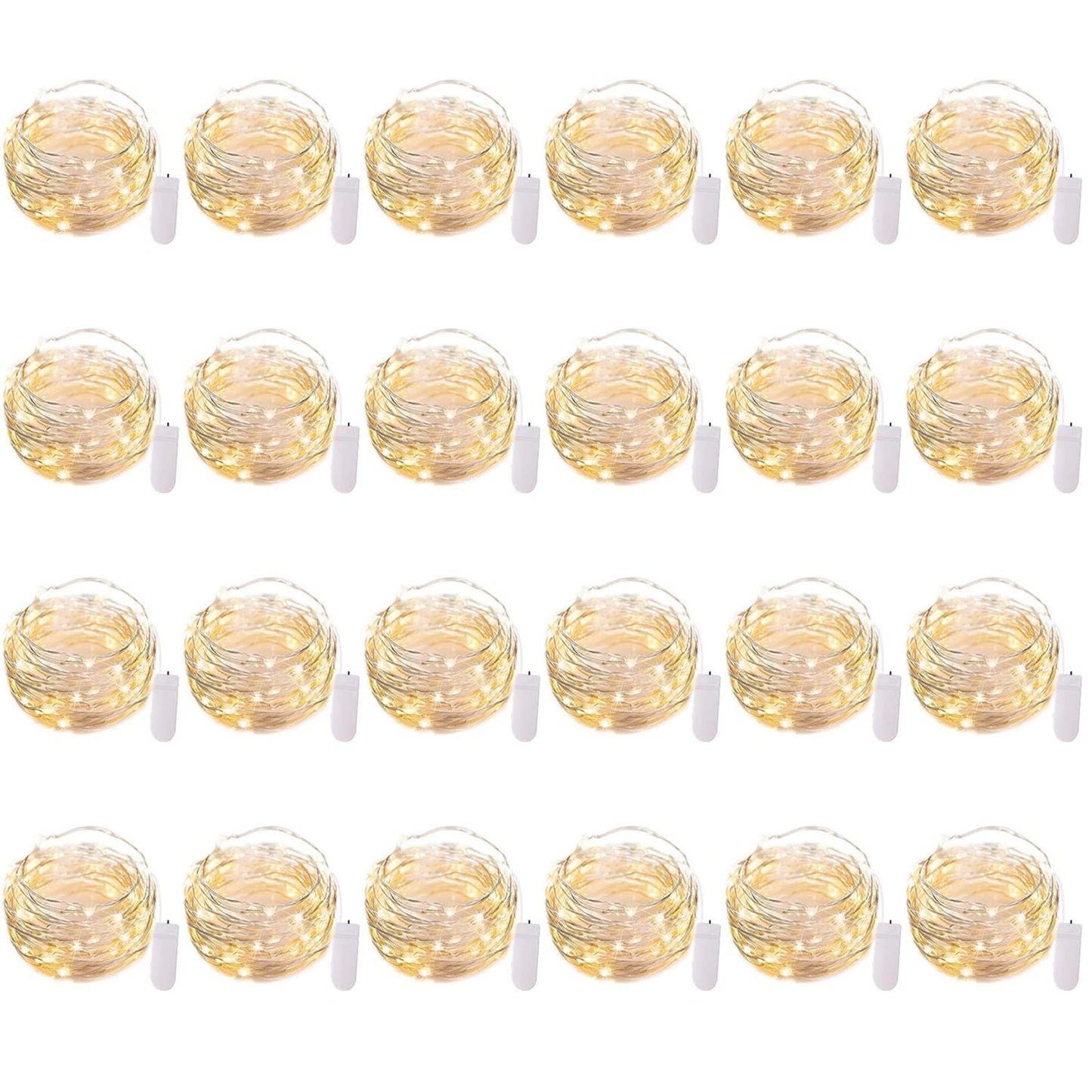 Rynx | Brightown 24 Pack Fairy Lights Battery Powered - 7Ft 20 Led Mini Light String Silver Wire Waterproof Sparkling Star Lights For Bedroom Terrace Wedding Party Christmas Decoration (Warm White)