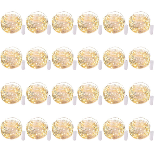 Rynx | Brightown 24 Pack Fairy Lights Battery Powered - 7Ft 20 Led Mini Light String Silver Wire Waterproof Sparkling Star Lights For Bedroom Terrace Wedding Party Christmas Decoration (Warm White)