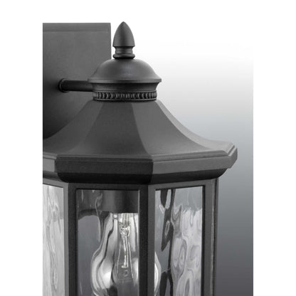 Rynx | Progress Lighting 1-Light Outdoor Wall Lamp, Clear Water Glass, Textured Black, 55"