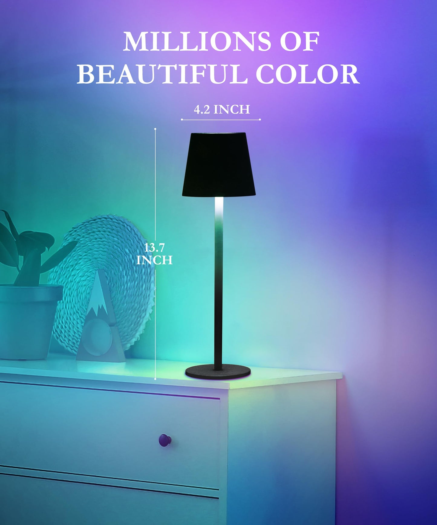 Rynx | Faithorse Rgb Wireless Table Lamp 2-Pack, 5200Mah, Touch Control, Waterproof, Black