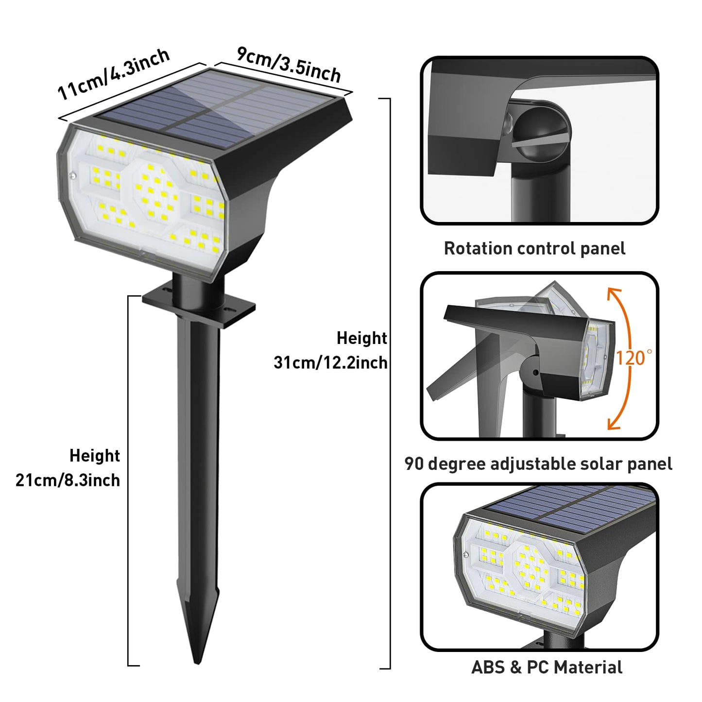 Rynx | Nymphy 56 Led Solar Light Outdoor, Waterproof Ip68, 3 Modes, Cool White - 4 Pack