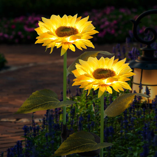 Rynx | Forup Sun Garden Stake Light Sources 2 Pack - Yellow Sunflower LED Outdoor Decor For Grass & Path