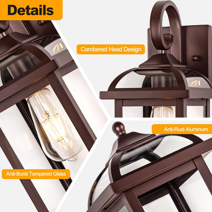 Rynx | Roravilila 18” Bronze Outdoor Wall Lamps, Waterproof Aluminum Wall Lamps, 2-Pack