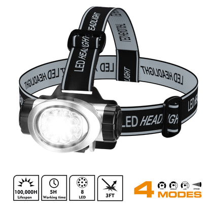 Rynx | Everbrite LED Headlamp 5-Pack - 4 Light Settings, Adjustable, Batteries Included, Black