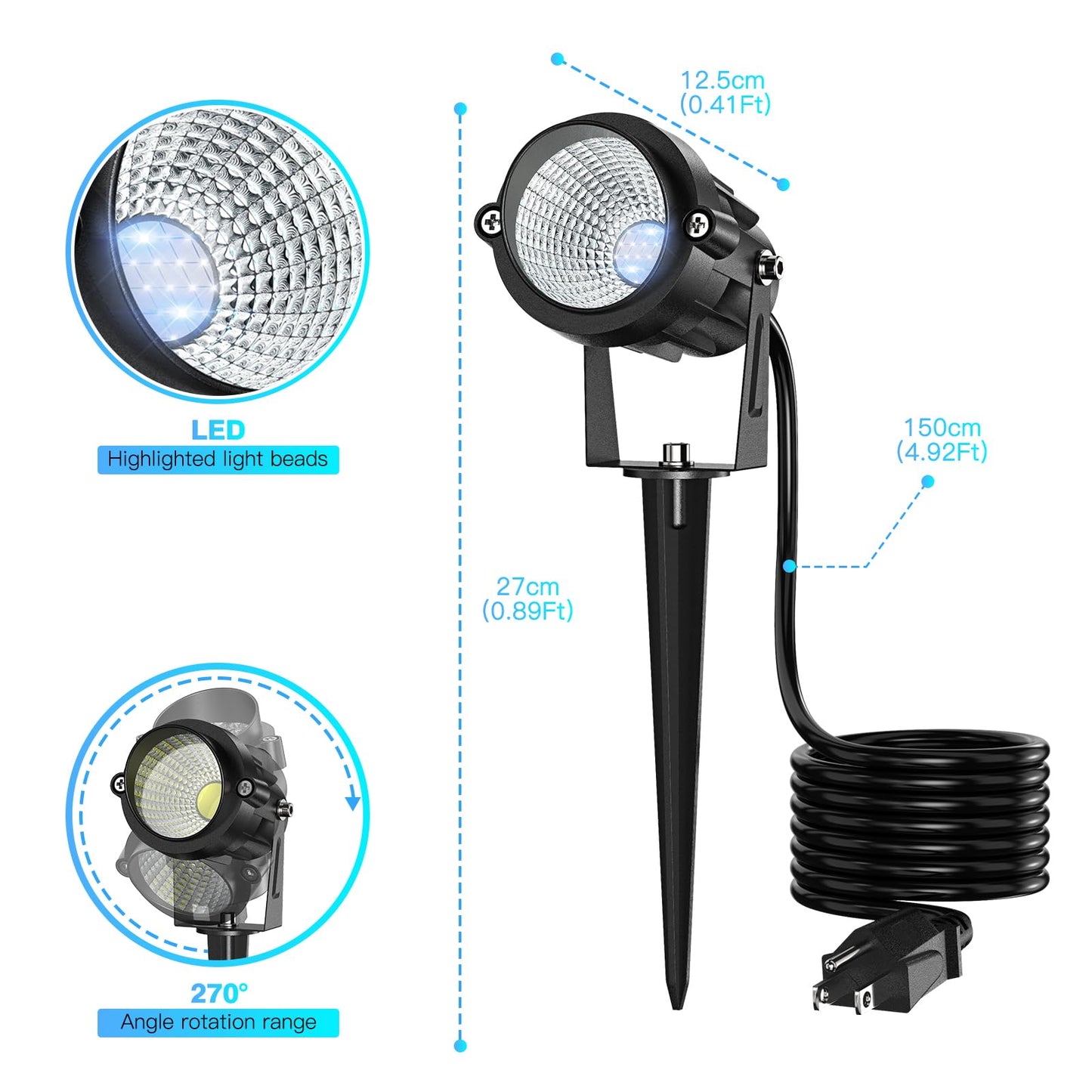 Rynx | Vacuum Cleaner 1000Lm Waterproof Led Spotlights, 3500K Warm White, 2 Pack For Garden & Farm
