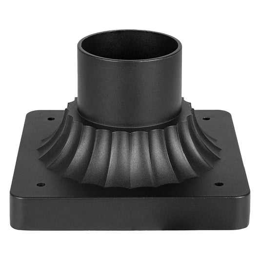 Rynx | Darkaway Outdoor Post Light Base, Post Light Adapter 3'' Large Pier Mount Base With Matte Black Finish For Deck Veranda Patio