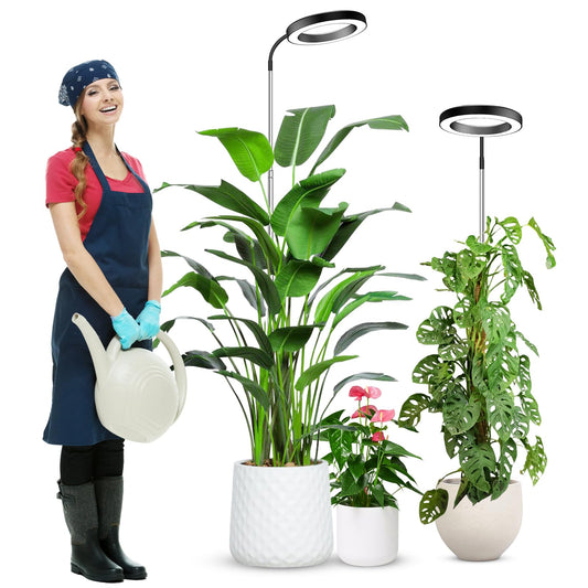 Rynx | Wolezek Growth Light For Indoor Plants Full Spectrum, 80 LEDs 3 Color Growth Light, 65In Plant Light For Indoor Growth With 360° Goose Necks, 6/12/16H Timer, 5 Brightness Levels, Height Adjustable, Black Pair