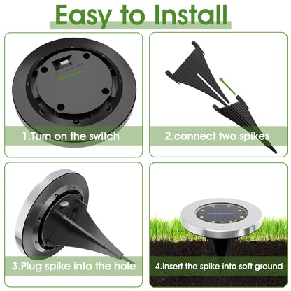 Rynx | Incx 12 Pack Solar Light - Waterproof Outdoor Garden Landscape Lighting, Cool White