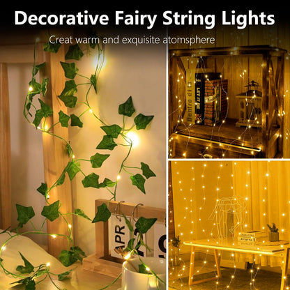 Rynx | Exf 8-Pack 50 LED Warm White Fairy Lights, Battery Powered, Waterproof, Timer, Indoor/Outdoor