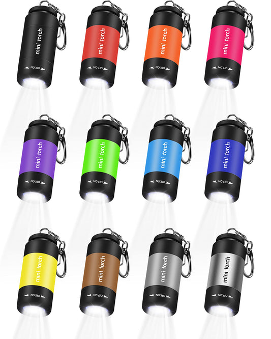 Rynx | Mudder Mini Keychain Flashlight - 12 Pack, Usb Rechargeable, Waterproof, White Light Torch