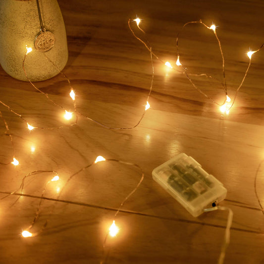 Rynx | Mikasol Fairy Lights Battery Powered, 8 Pack Mini 3*AAA Battery Powered Copper Wire LED Star Light Sources Glow Lights For Bedroom, Christmas, Parties, Decoration (5M/16Ft Warm White)