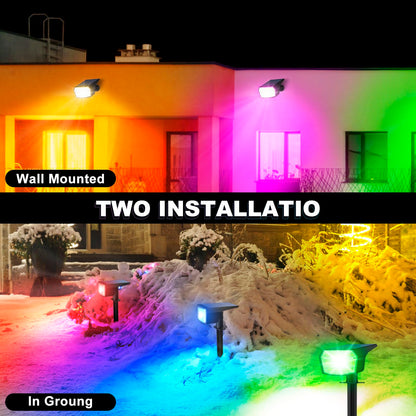 Rynx | Axduwab Sun Color Change Light, 59Led Rgb, 9 Modes, Waterproof, 6 Pack Outdoor Spotlights