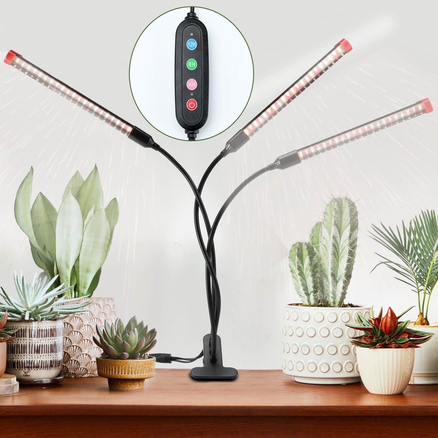Rynx | Game Changer! 27W Power Home Plug, Not 10W Adapter, Fecida Clip Grow Lights For Seed Starting With Timer, Enough Bright Like Sun Full Spectrum Grow Lights For Indoor Plants, Bonsai, Seedlings