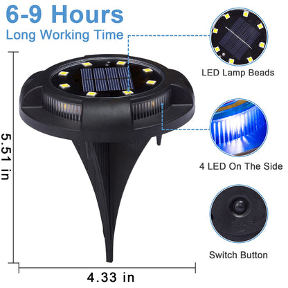 Rynx | K.E.J. Solar ground lights 12 pcs - Waterproof recessed landscape lighting for garden and walkway
