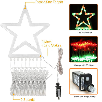 Rynx | Miniao 16.4FT 320 LED Christmas Lights, Waterproof Star Top, Red & Green Decor