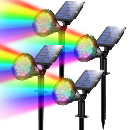 Rynx | Xtgtp Solar Spotlights, Color Changing, 180° Adjustable, Ip67 Waterproof, 4 Pack For Garden & Pool