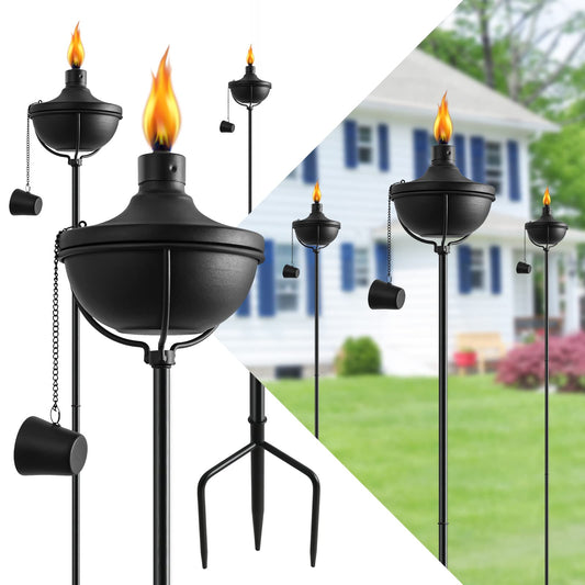 Rynx | Fan-Torch 24 Oz Metal Garden Torch Set of 6 - 55-Inch Citronella Outdoor Decor