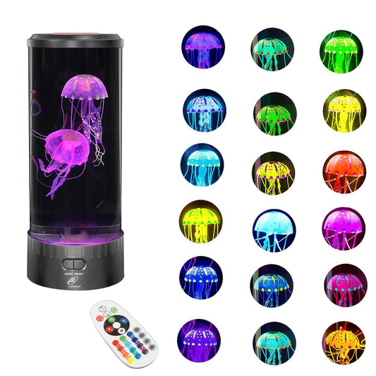 Rynx | Lightahead Led Jellyfish Aquarium Lamp Round With 18 Leds & Lively Multicolored Light Effects. The Ultimate Large Sensory Synthetic Jellyfish Tank Aquarium Mood Lamp. Ideal Gift (Large)