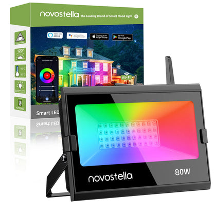 Rynx | Novostella 80W Rgb Smart Led Floodlight, Wifi Dimmable, Ip66 Waterproof, Compatible With Alexa