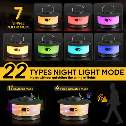 Rynx | Hokone Waterproof Camping Fairy Lights - 22 Modes, Rechargeable Led Usb Lights For Outdoor Use
