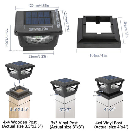Rynx | Sumaote Solar Post Light Outdoor, Ip65 Waterproof, 4 Pack, For 4X4/3X3 Supports, White