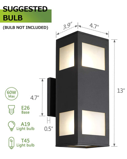 Rynx | Harriet Modern Outdoor Wall Lamps - Waterproof Up/Down Wall Light, Matte Black Finish