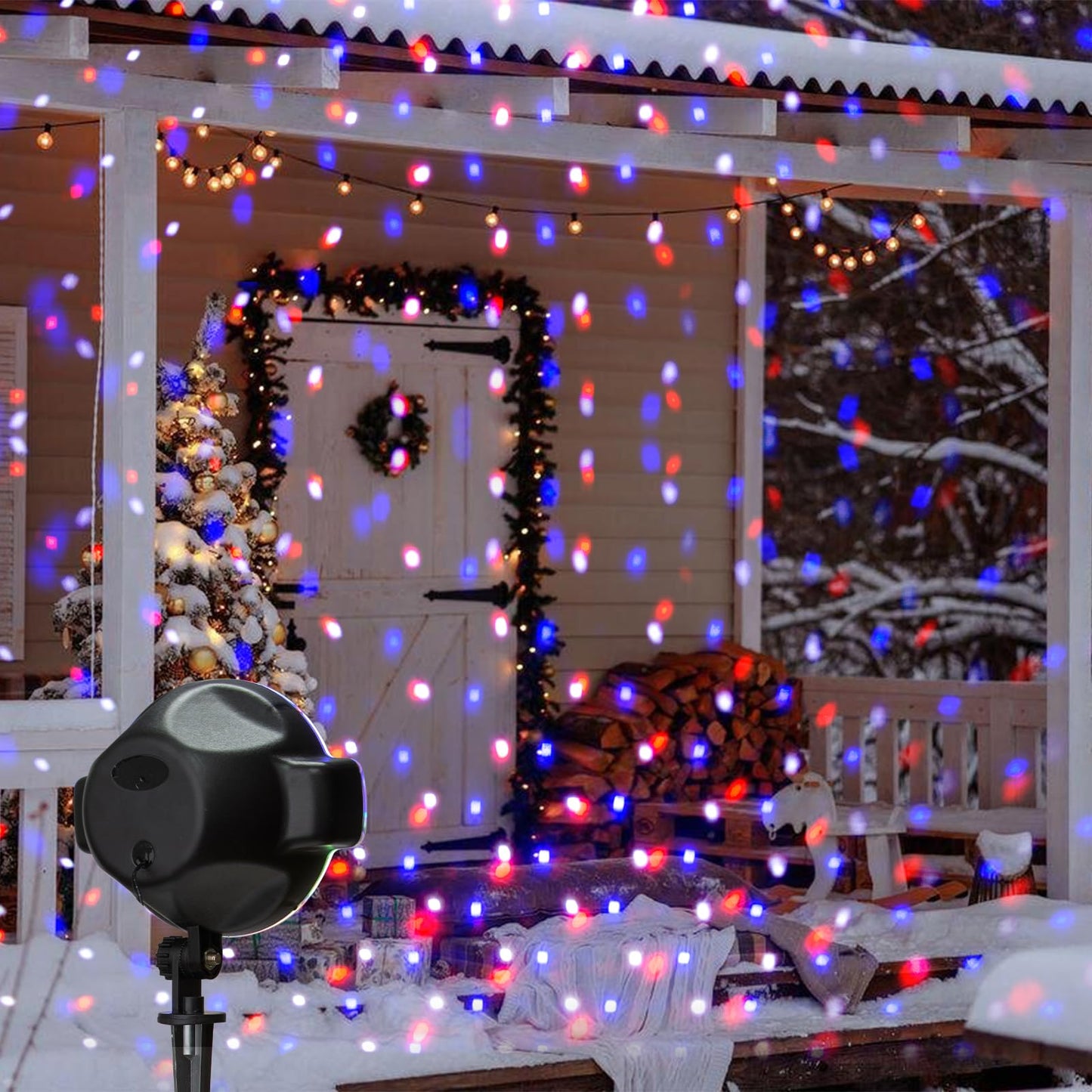 Rynx | Vanthylit Christmas Projector Light - Cooling Snowfall & Moving Points For Indoor/Outdoor Use