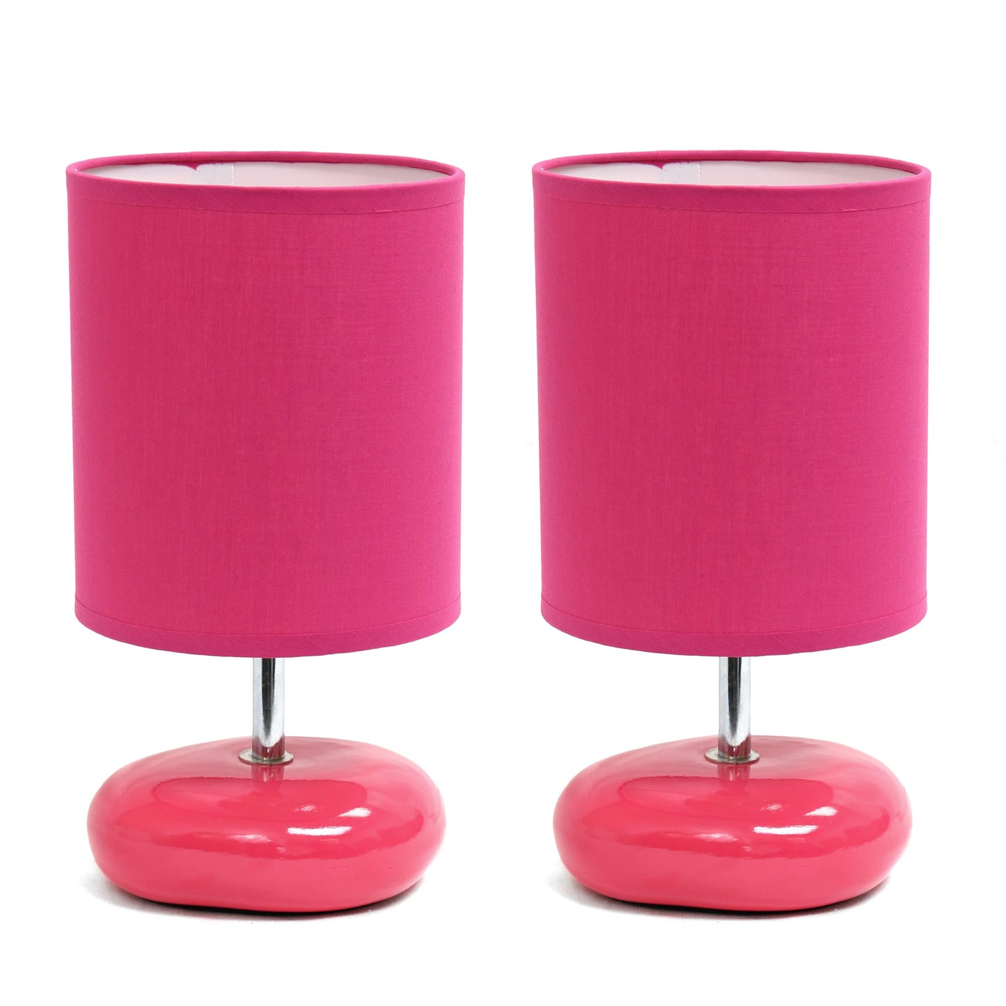 Rynx | Simple design Lt1153-Pnk-2Pk Petite Circle Stone Table Lamp 2 Pack Set for Bedroom, Children's Room, Office, Living Room, Children's Room, Reading Nook, Pink