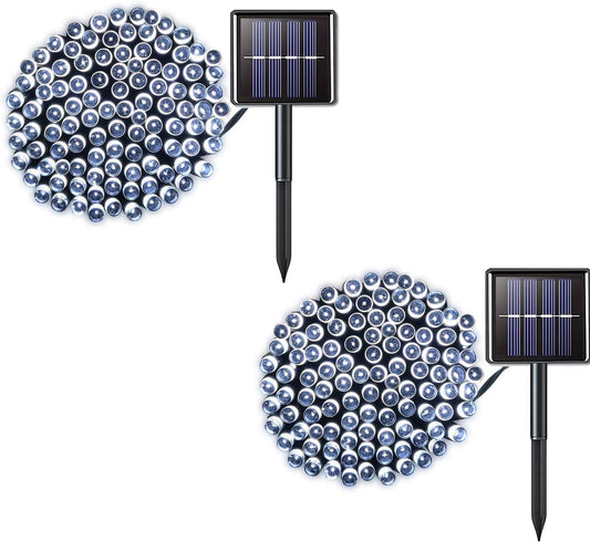 Rynx | 2 Pack 200 LED String Lights, 85.2 Ft 8 Modes String Lights For Outdoor, Waterproof And Solar-Powered Outdoor Lighting For Holiday Christmas Garden Tree Wedding Party (Cold White)