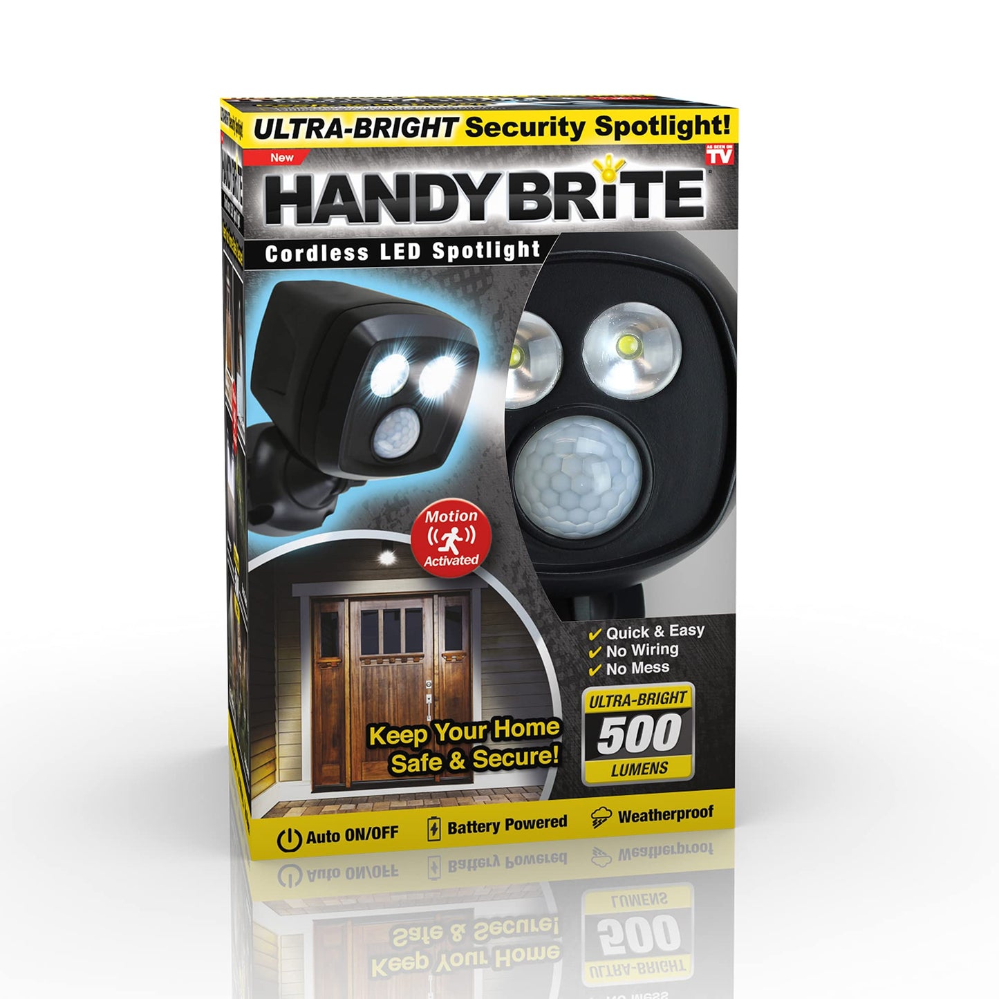 Rynx | Ontel Handy Brite 500 Lumen Motion Activated Wireless Led Security Spotlight - Weather Resistant, Battery Operated