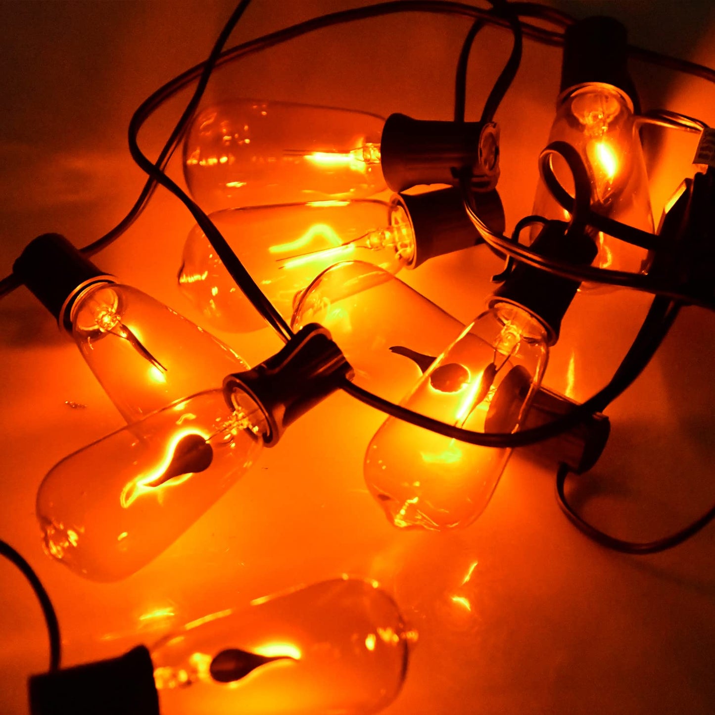 Rynx | Cbebew 10Ft Halloween Flickering Flame Light Strings, 10 Orange Edison Bulbs For Outdoor Decoration
