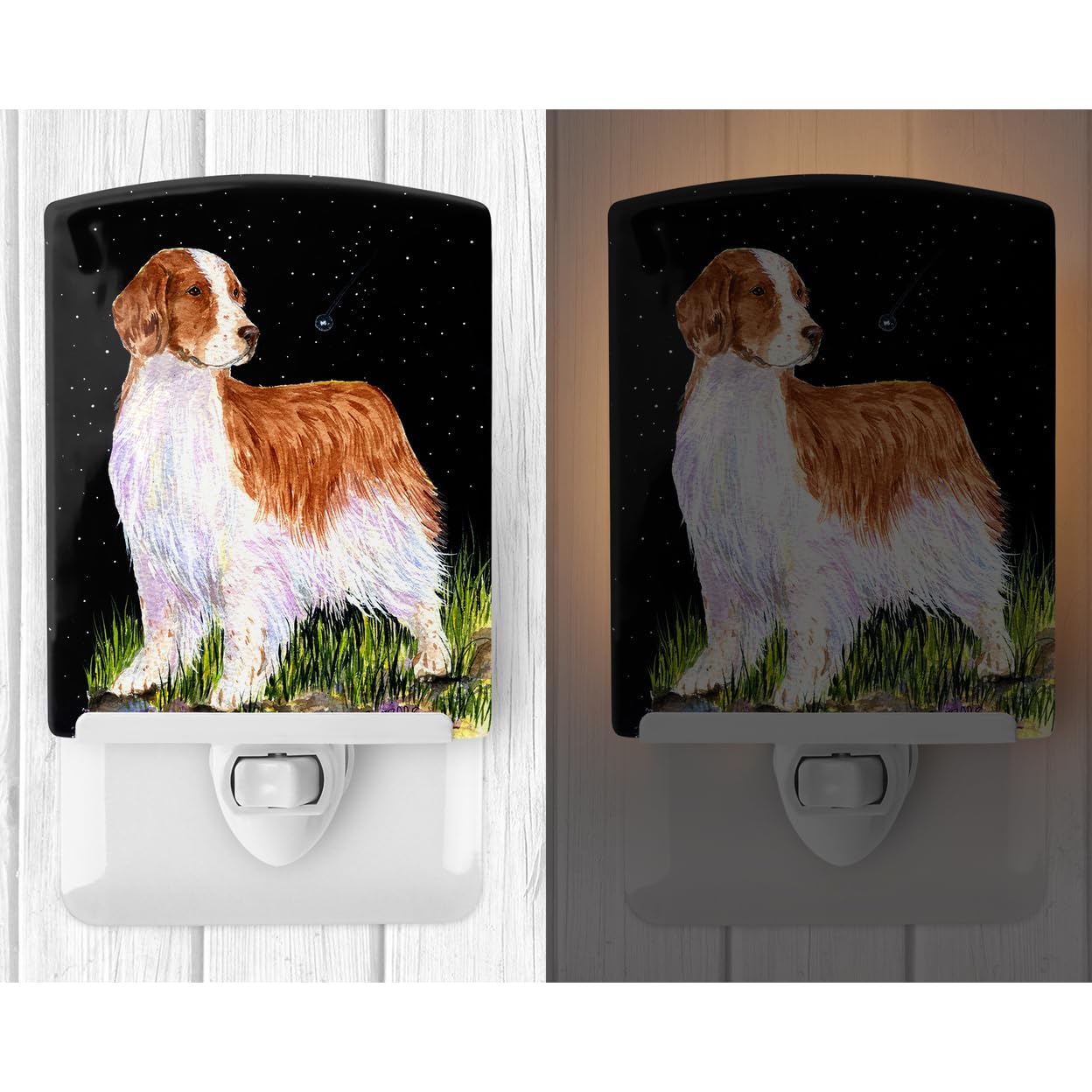Rynx | Caroline'S Treasures Starry Night Welsh Springer Spaniel Ceramic Night Light, 6X4X3, Ul-Certified