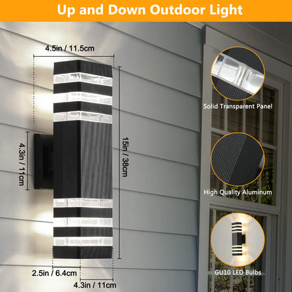 Rynx | Tewei 3-layer black outdoor wall lamp, Ip65 waterproof lamp, warm white 3000K, 2 pack