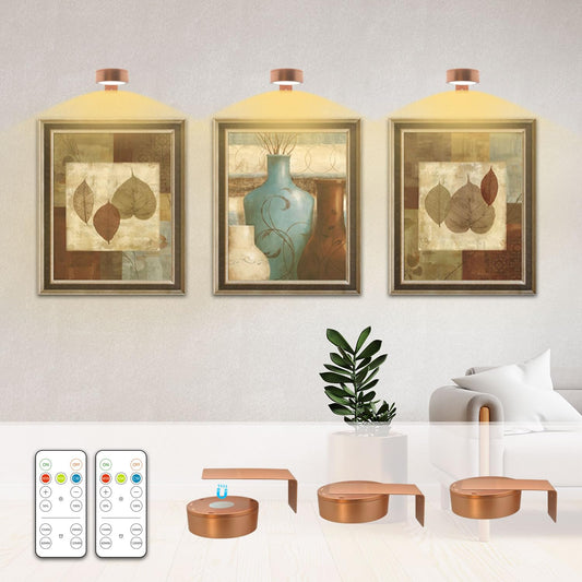 Rynx | Picture Light 3Pack, Battery Powered Wall Lamps Painting Lights, 3 Lighting Art Exhibition Lights, Dimmable Gallery Lights 300Lm Sup